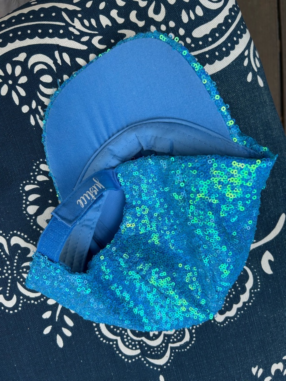 Justice Teal Blue Sequin Baseball Cap with Velcro closure - Picture 2 of 2